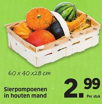 Aanbiedingen Sierpompoenen in houten mand - Huismerk - Lidl - Geldig van 26/09/2016 tot 02/10/2016 bij Lidl