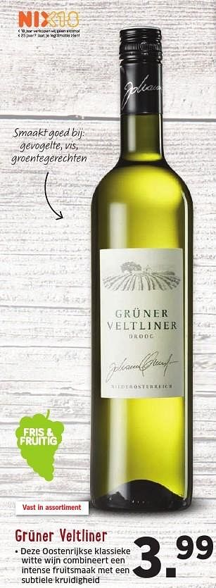 Aanbiedingen Grüner veltliner - Witte wijnen - Geldig van 26/09/2016 tot 02/10/2016 bij Lidl