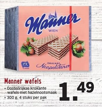 Aanbiedingen Manner wafels - Huismerk - Lidl - Geldig van 26/09/2016 tot 02/10/2016 bij Lidl