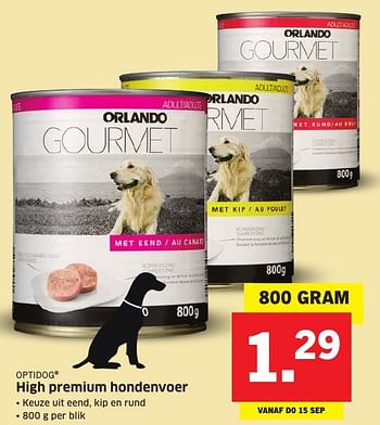 Aanbiedingen High premium hondenvoer - OptiDog - Geldig van 26/09/2016 tot 02/10/2016 bij Lidl