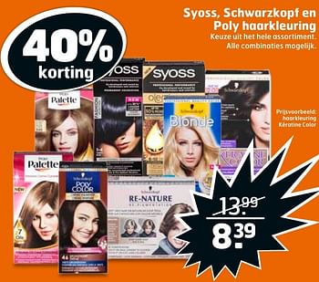 Aanbiedingen Haarkleuring kératine color - Schwartzkopf - Geldig van 27/09/2016 tot 02/10/2016 bij Trekpleister