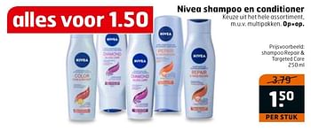 Aanbiedingen Shampoo repair + targeted care - Nivea - Geldig van 27/09/2016 tot 02/10/2016 bij Trekpleister