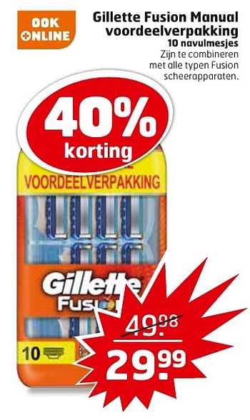 Aanbiedingen Gillette fusion manual voordeelverpakking - Gillette - Geldig van 27/09/2016 tot 02/10/2016 bij Trekpleister