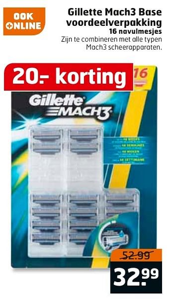 Aanbiedingen Gillette mach3 base voordeelverpakking - Gillette - Geldig van 27/09/2016 tot 02/10/2016 bij Trekpleister