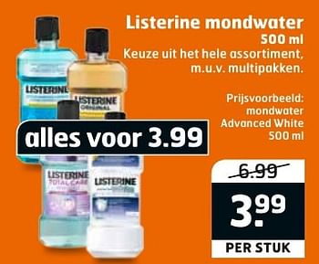 Aanbiedingen Listerine mondwater advanced white - Listerine - Geldig van 27/09/2016 tot 02/10/2016 bij Trekpleister