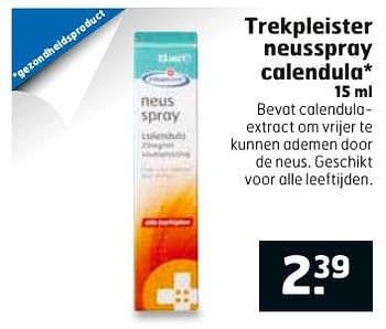 Aanbiedingen Trekpleister neusspray calendula - Huismerk - Trekpleister - Geldig van 27/09/2016 tot 02/10/2016 bij Trekpleister