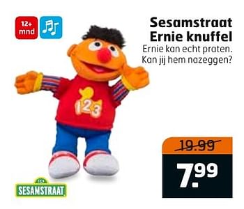 Aanbiedingen Sesamstraat ernie knuffel - Sesamstraat - Geldig van 27/09/2016 tot 02/10/2016 bij Trekpleister