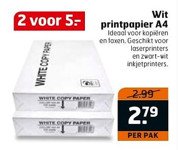 Aanbiedingen Wit printpapier a4 - Huismerk - Trekpleister - Geldig van 27/09/2016 tot 02/10/2016 bij Trekpleister