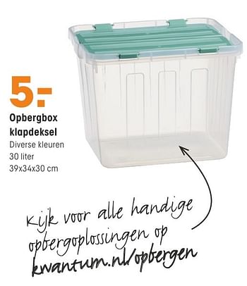 Aanbiedingen Opbergbox klapdeksel - Huismerk - Kwantum - Geldig van 26/09/2016 tot 02/10/2016 bij Kwantum