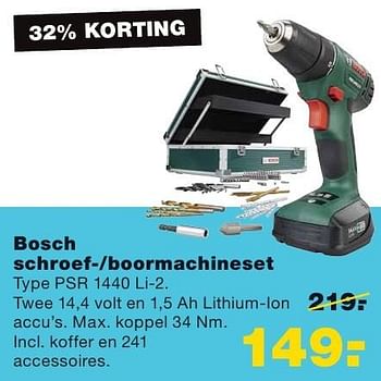 Aanbiedingen Bosch schroef - boormachineset psr 1440 li-2 - Bosch - Geldig van 26/09/2016 tot 02/10/2016 bij Praxis