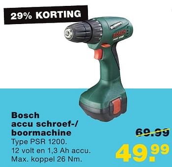 Aanbiedingen Bosch accu schroef - boormachine psr 1200 - Bosch - Geldig van 26/09/2016 tot 02/10/2016 bij Praxis