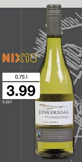 Aanbiedingen Jonkersdal - Witte wijnen - Geldig van 28/09/2016 tot 04/10/2016 bij Aldi