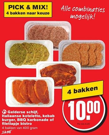 Aanbiedingen Gelderse schijf, italiaanse koteletto, kebab burger, bbq karbonade of filetlapje bistro - Huismerk - Hoogvliet - Geldig van 28/09/2016 tot 04/10/2016 bij Hoogvliet