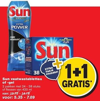 Aanbiedingen Sun vaatwastabletten of -gel - Sun - Geldig van 28/09/2016 tot 04/10/2016 bij Hoogvliet