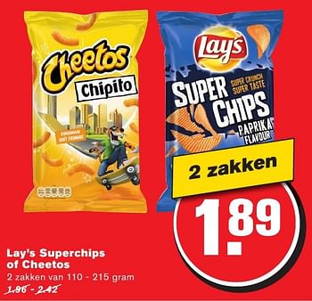 Aanbiedingen Lay`s superchips of cheetos - Lay's - Geldig van 28/09/2016 tot 04/10/2016 bij Hoogvliet