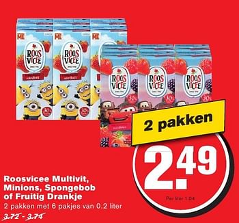 Aanbiedingen Roosvicee multivit, minions, spongebob of fruitig drankje - Roosvicee - Geldig van 28/09/2016 tot 04/10/2016 bij Hoogvliet