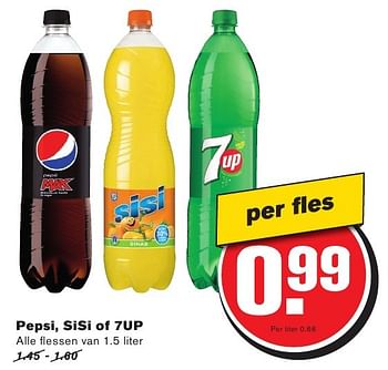 Aanbiedingen Pepsi, sisi of 7up - Huismerk - Hoogvliet - Geldig van 28/09/2016 tot 04/10/2016 bij Hoogvliet