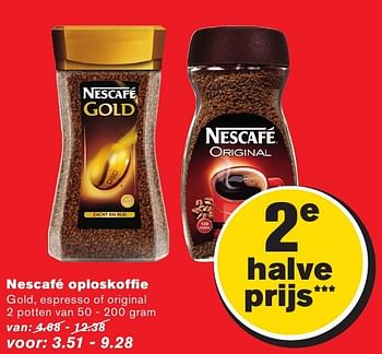 Aanbiedingen Nescafé oploskoffie - Nescafe - Geldig van 28/09/2016 tot 04/10/2016 bij Hoogvliet