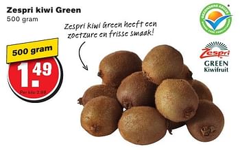 Aanbiedingen Zespri kiwi green - Zespri - Geldig van 28/09/2016 tot 04/10/2016 bij Hoogvliet