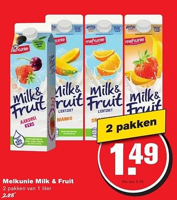 Aanbiedingen Melkunie milk + fruit - Melkunie - Geldig van 28/09/2016 tot 04/10/2016 bij Hoogvliet