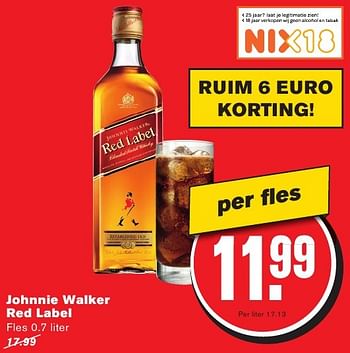 Aanbiedingen Johnnie walker red label - Johnnie Walker - Geldig van 28/09/2016 tot 04/10/2016 bij Hoogvliet