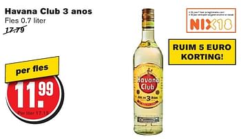 Aanbiedingen Havana club 3 anos - Havana club - Geldig van 28/09/2016 tot 04/10/2016 bij Hoogvliet