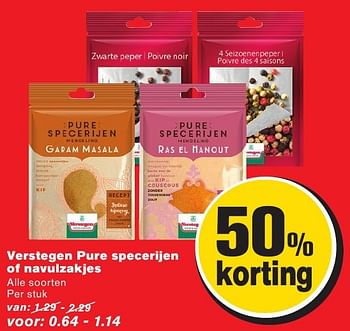 Aanbiedingen Verstegen pure specerijen of navulzakjes - Verstegen - Geldig van 28/09/2016 tot 04/10/2016 bij Hoogvliet