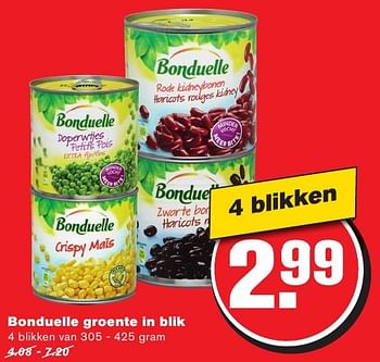 Aanbiedingen Bonduelle groente in blik - Bonduelle - Geldig van 28/09/2016 tot 04/10/2016 bij Hoogvliet
