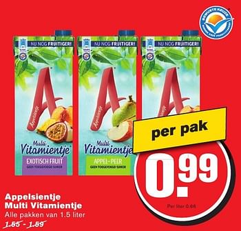 Aanbiedingen Appelsientje multi vitamientje - Appelsientje - Geldig van 28/09/2016 tot 04/10/2016 bij Hoogvliet