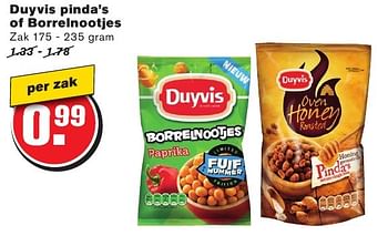 Aanbiedingen Duyvis pinda`s of borrelnootjes - Duyvis - Geldig van 28/09/2016 tot 04/10/2016 bij Hoogvliet