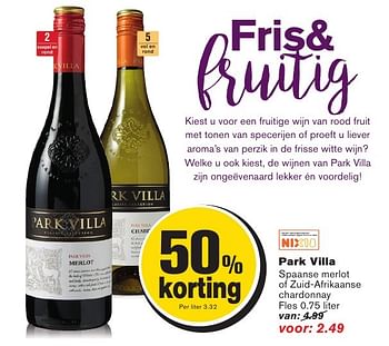Aanbiedingen Park villa - Rode wijnen - Geldig van 28/09/2016 tot 04/10/2016 bij Hoogvliet
