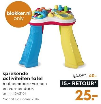 Aanbiedingen Sprekende activiteiten tafel - Huismerk - Blokker - Geldig van 28/09/2016 tot 05/10/2016 bij Blokker