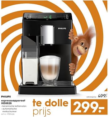 Aanbiedingen Philips espressoapparaat hd8828 - Philips - Geldig van 28/09/2016 tot 05/10/2016 bij Blokker