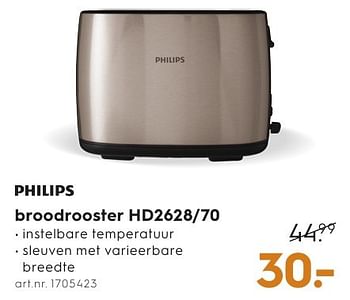 Aanbiedingen Philips broodrooster hd2628-70 - Philips - Geldig van 28/09/2016 tot 05/10/2016 bij Blokker