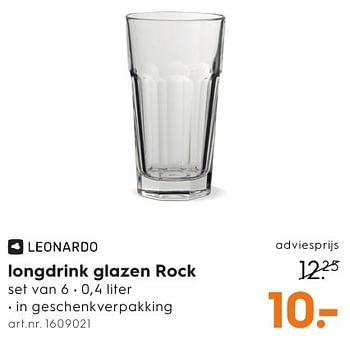 Aanbiedingen Longdrink glazen rock - Leonardo - Geldig van 01/10/2016 tot 05/10/2016 bij Blokker