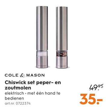 Aanbiedingen Chiswick set peper- en zoutmolen - Cole &amp; Mason - Geldig van 01/10/2016 tot 05/10/2016 bij Blokker