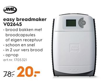 Aanbiedingen Jml easy breadmaker v02645 - JML - Geldig van 01/10/2016 tot 05/10/2016 bij Blokker