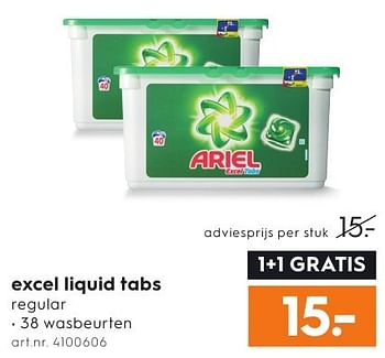 Aanbiedingen Excel liquid tabs - Ariel - Geldig van 01/10/2016 tot 05/10/2016 bij Blokker