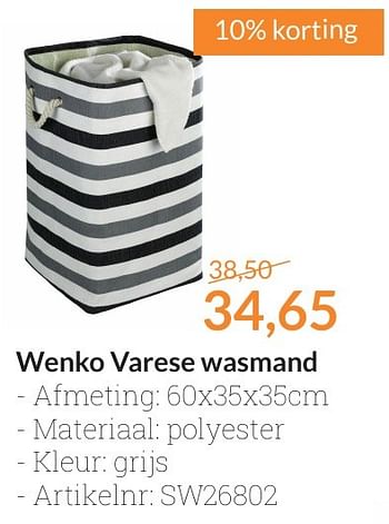 Aanbiedingen Wenko varese wasmand - Wenko - Geldig van 01/10/2016 tot 31/10/2016 bij Sanitairwinkel