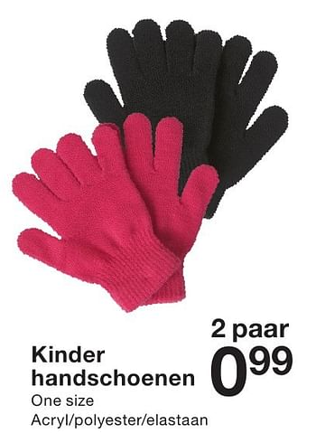 Aanbiedingen Kinder handschoenen - Huismerk - Zeeman  - Geldig van 01/10/2016 tot 14/10/2016 bij Zeeman