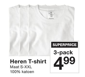 Aanbiedingen Heren t-shirt - Huismerk - Zeeman  - Geldig van 01/10/2016 tot 14/10/2016 bij Zeeman