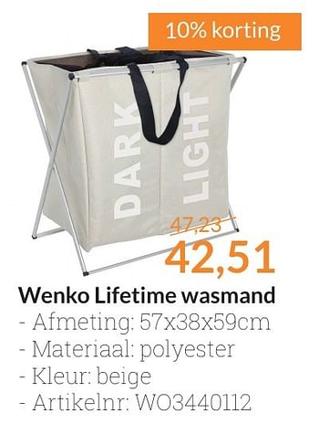 Aanbiedingen Wenko lifetime wasmand - Wenko - Geldig van 01/10/2016 tot 31/10/2016 bij Sanitairwinkel
