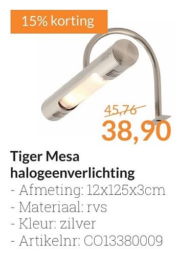 Aanbiedingen Tiger mesa halogeenverlichting - Tiger - Geldig van 01/10/2016 tot 31/10/2016 bij Sanitairwinkel