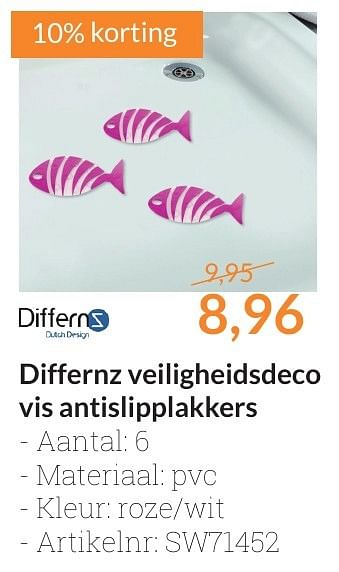 Aanbiedingen Differnz veiligheidsdeco vis antislipplakkers - Differnz - Geldig van 01/10/2016 tot 31/10/2016 bij Sanitairwinkel