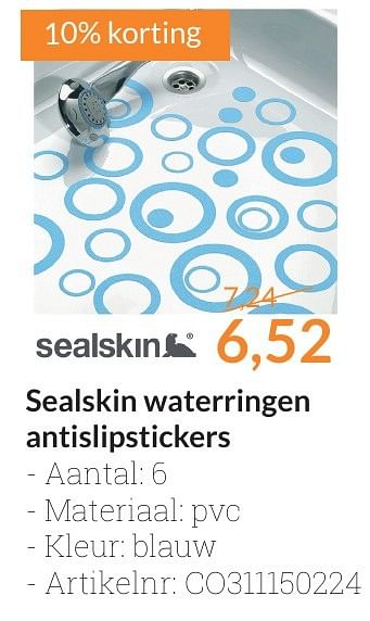Aanbiedingen Sealskin waterringen antislipstickers - Sealskin - Geldig van 01/10/2016 tot 31/10/2016 bij Sanitairwinkel