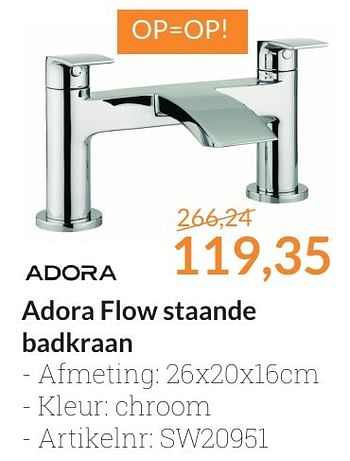 Aanbiedingen Adora flow staande badkraan - Adora - Geldig van 01/10/2016 tot 31/10/2016 bij Sanitairwinkel