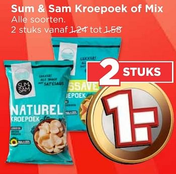 Aanbiedingen Sum + sam kroepoek of mix - Sam &amp; Sam - Geldig van 02/10/2016 tot 08/10/2016 bij Vomar