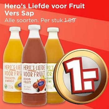 Aanbiedingen Hero`s liefde voor fruit vers sap - Heros - Geldig van 02/10/2016 tot 08/10/2016 bij Vomar