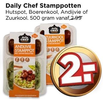 Aanbiedingen Daily chef stamppotten - Daily chef - Geldig van 02/10/2016 tot 08/10/2016 bij Vomar