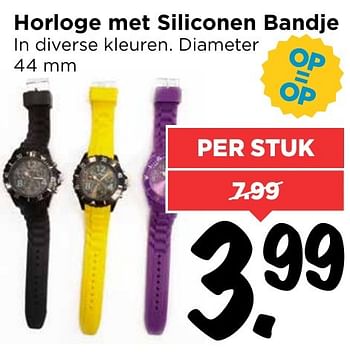 Aanbiedingen Horloge met siliconen bandje - Huismerk Vomar - Geldig van 02/10/2016 tot 08/10/2016 bij Vomar